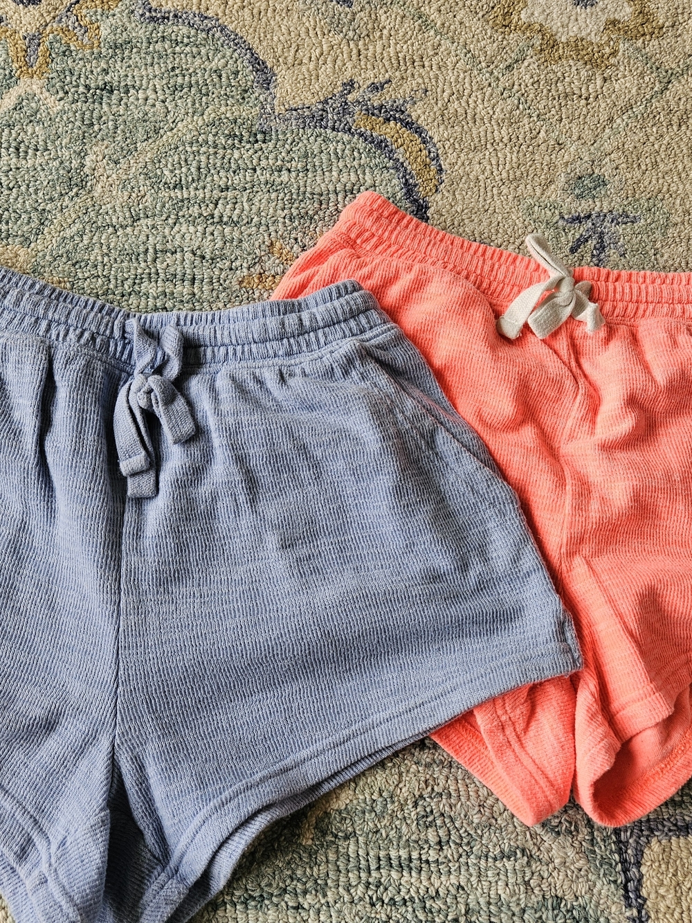 Aerie Coral and Light Blue Knit Drawstring Shorts XS